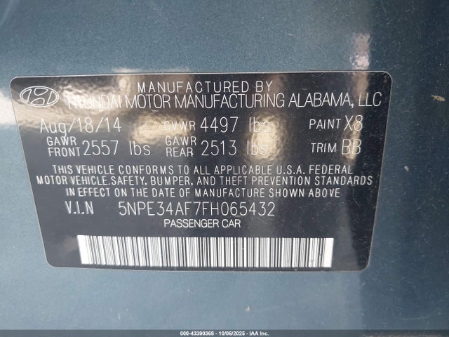 Hyundai dohc gdi theta-ii 2015 5NPE34AF7FH065432 Image 9