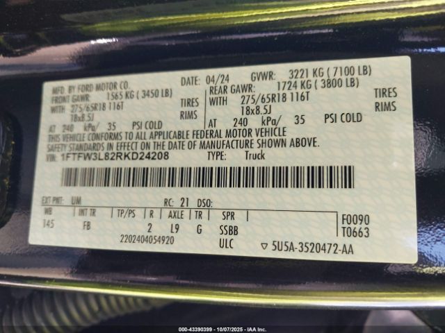 2024 FORD F-150 1FTFW3L82RKD24208 Photo 8