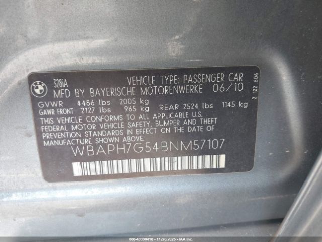 2011 BMW 328I WBAPH7G54BNM57107 Photo 8