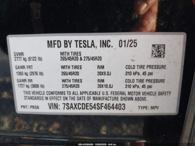 2025 TESLA MODEL X 7SAXCDE54SF464403 Photo 8