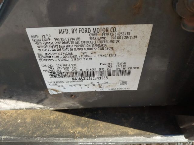 2020 FORD ECOSPORT MAJ6S3JL6LC343368 Photo 8
