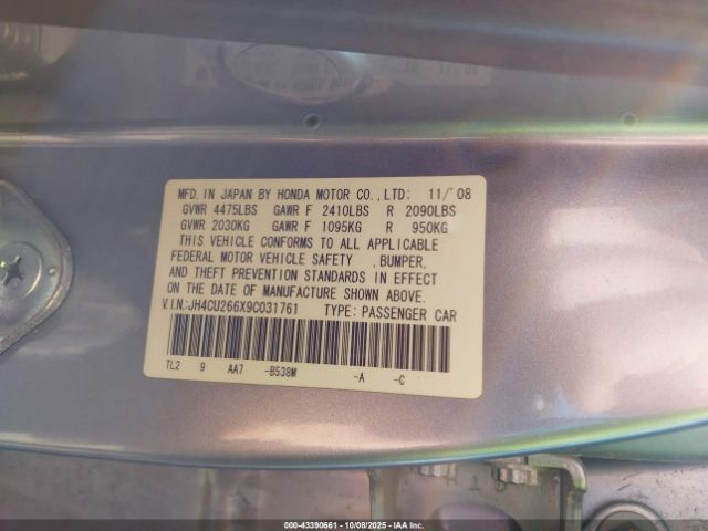 2009 ACURA TSX JH4CU266X9C031761 Photo 8