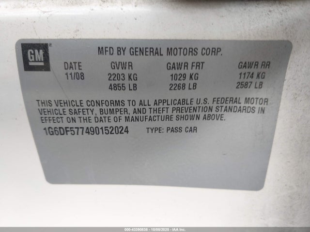 2009 CADILLAC CTS 1G6DF577490152024 Photo 8