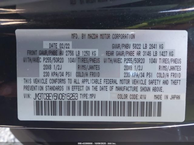 2022 MAZDA CX-9 JM3TCBEY5N0615253 Photo 8