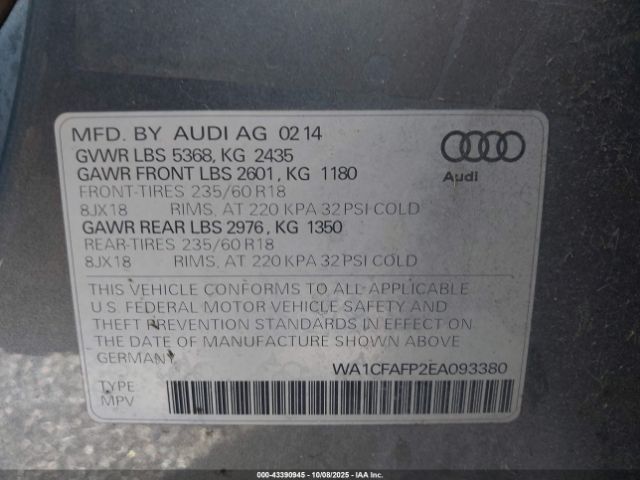 2014 AUDI Q5 WA1CFAFP2EA093380 Photo 8