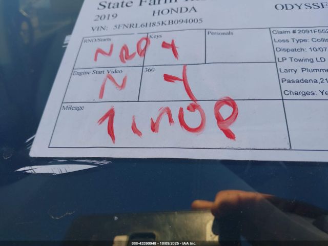 2019 HONDA ODYSSEY 5FNRL6H85KB094005 Photo 6