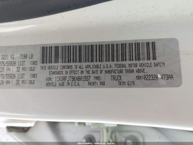 2019 RAM 1500 1C6SRFJT9KN801937 Photo 8