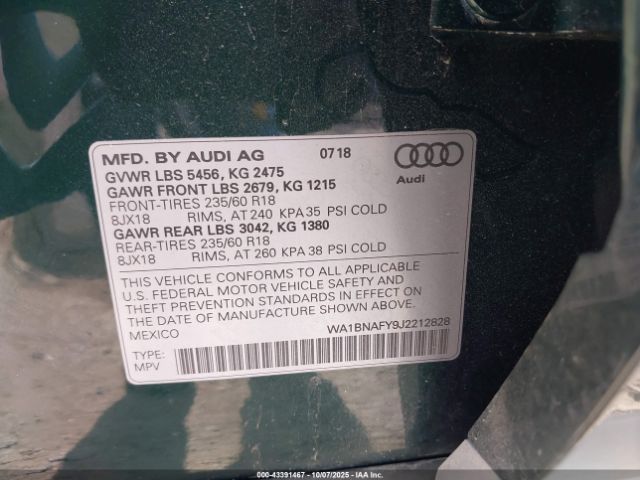 2018 AUDI Q5 WA1BNAFY9J2212828 Photo 8