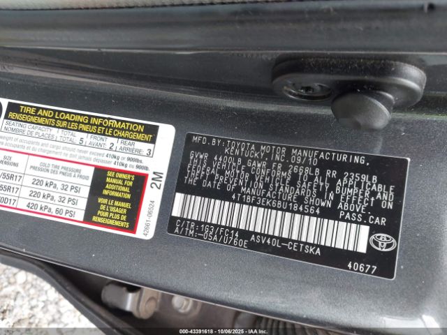 2011 TOYOTA CAMRY 4T1BF3EK6BU184564 Photo 8