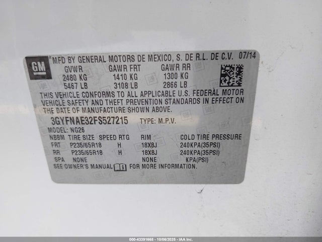 2015 CADILLAC SRX 3GYFNAE32FS527215 Photo 8