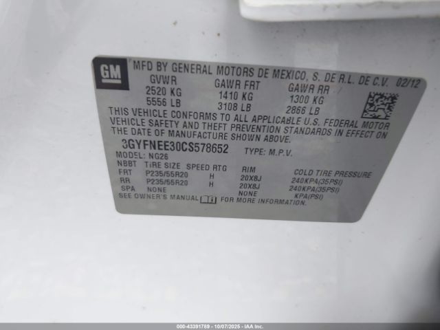 2012 CADILLAC SRX 3GYFNEE30CS578652 Photo 8