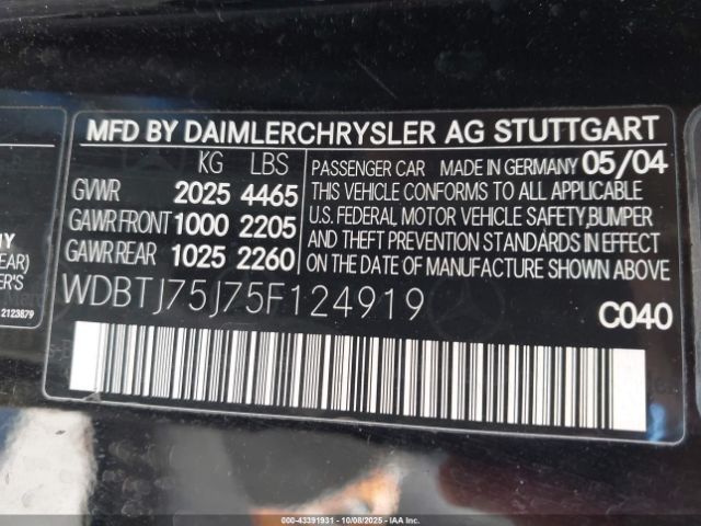 2005 MERCEDES-BENZ CLK 500 WDBTJ75J75F124919 Photo 8