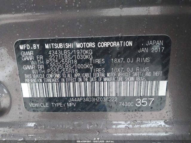 2017 MITSUBISHI OUTLANDER SPORT JA4AP3AU3HZ036222 Photo 8