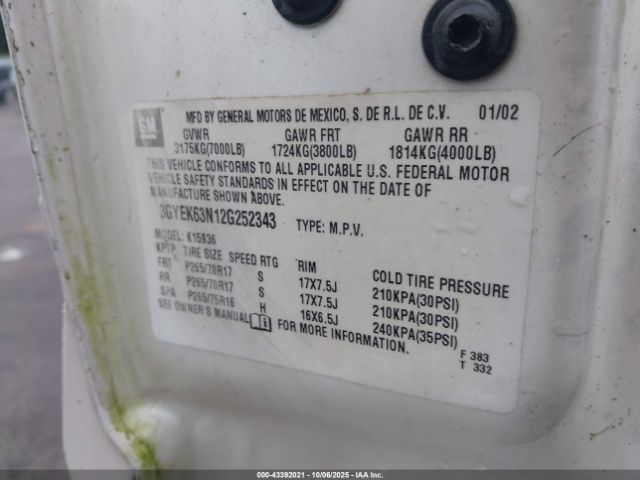 2002 CADILLAC ESCALADE EXT 3GYEK63N12G252343 Photo 8