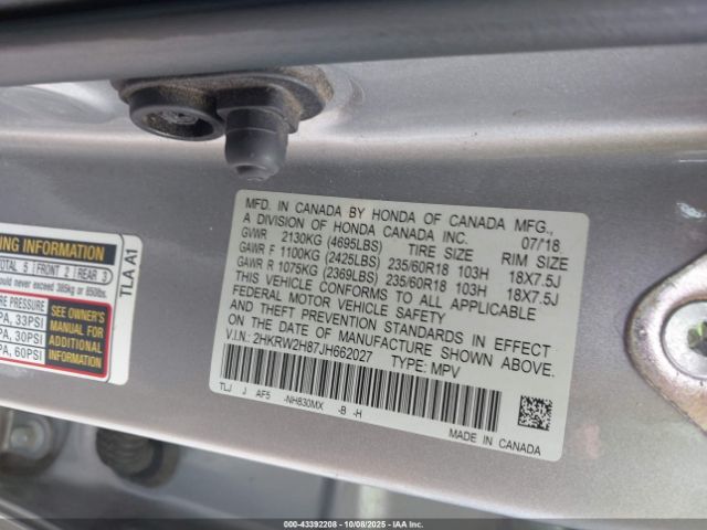 2018 HONDA CR-V 2HKRW2H87JH662027 Photo 8