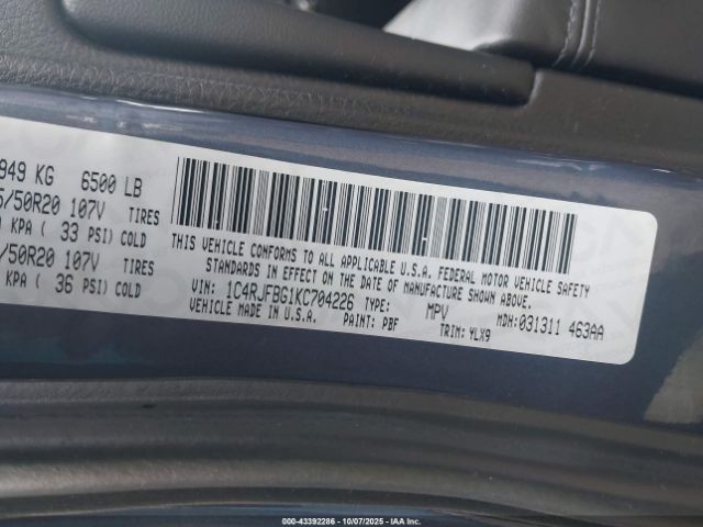 2019 JEEP GRAND CHEROKEE 1C4RJFBG1KC704226 Photo 8