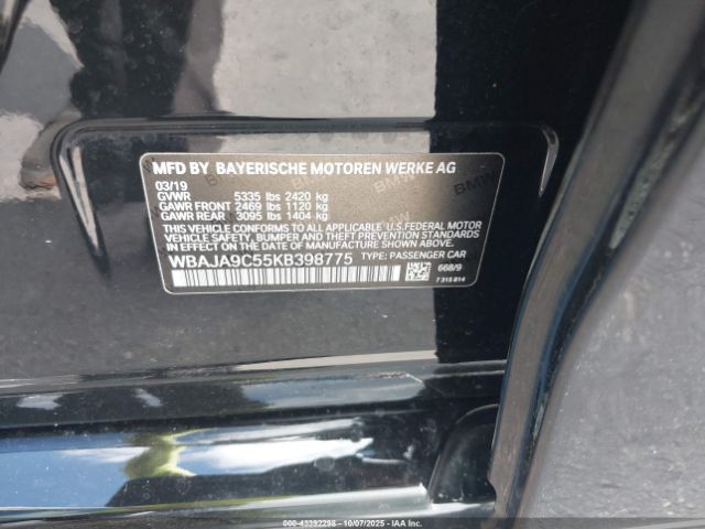 2019 BMW 530E WBAJA9C55KB398775 Photo 8