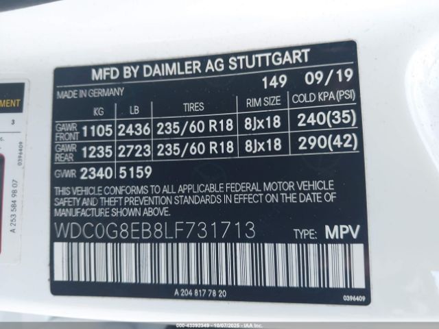 2020 MERCEDES-BENZ GLC 300 WDC0G8EB8LF731713 Photo 8