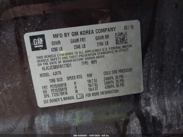 2015 BUICK ENCORE KL4CJCSBXFB177821 Photo 8