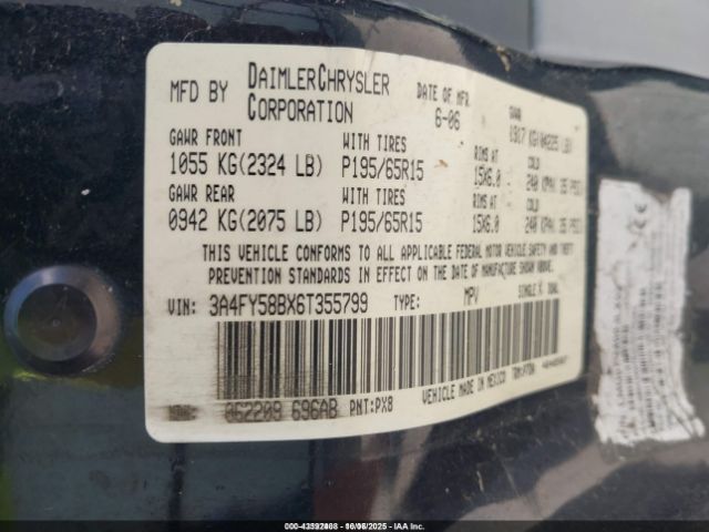 2006 CHRYSLER PT CRUISER 3A4FY58BX6T355799 Photo 8