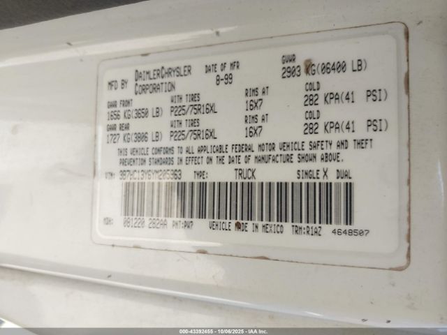 2000 DODGE RAM 1500 3B7HC13Y6YM205963 Photo 8