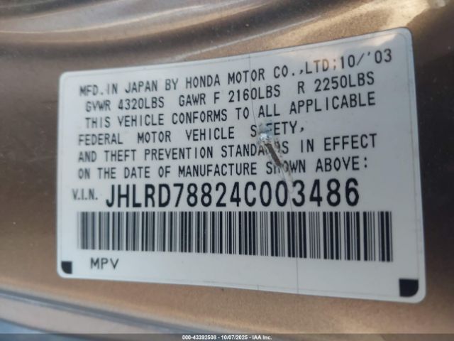 2004 HONDA CR-V JHLRD78824C003486 Photo 8