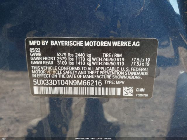 2022 BMW X4 5UX33DT04N9M66216 Photo 8