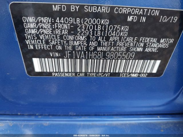 2020 SUBARU WRX JF1VA1H68L9805509 Photo 8