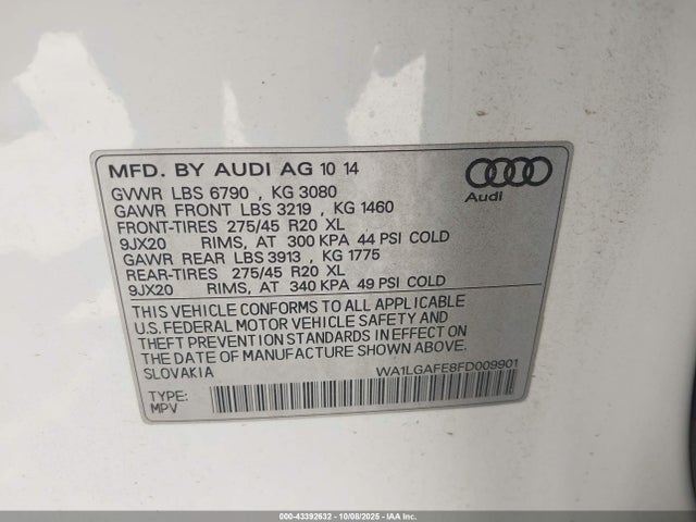 2015 AUDI Q7 WA1LGAFE8FD009901 Photo 8
