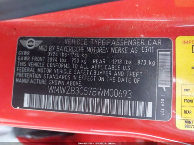 2011 MINI COOPER COUNTRYMAN WMWZB3C57BWM00693 Photo 8