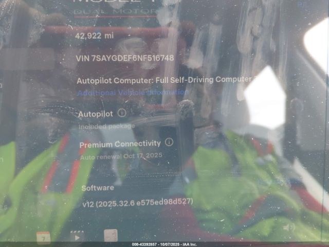 2022 TESLA MODEL Y 7SAYGDEF6NF516748 Photo 6