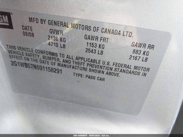 2009 CHEVROLET IMPALA 2G1WB57N691158291 Photo 8