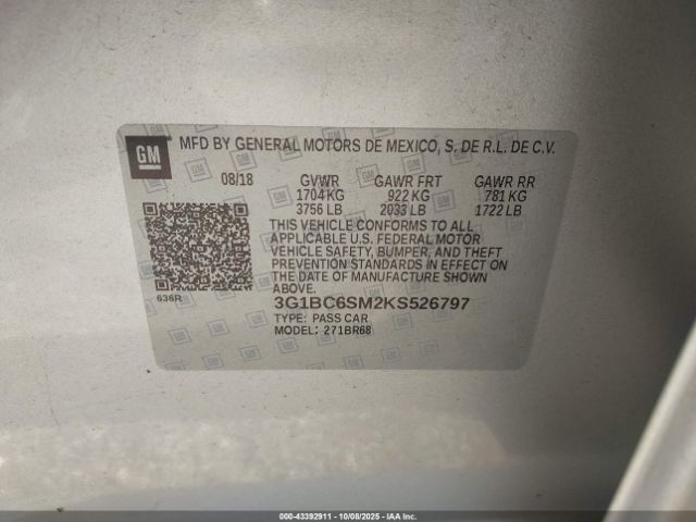 2019 CHEVROLET CRUZE 3G1BC6SM2KS526797 Photo 8