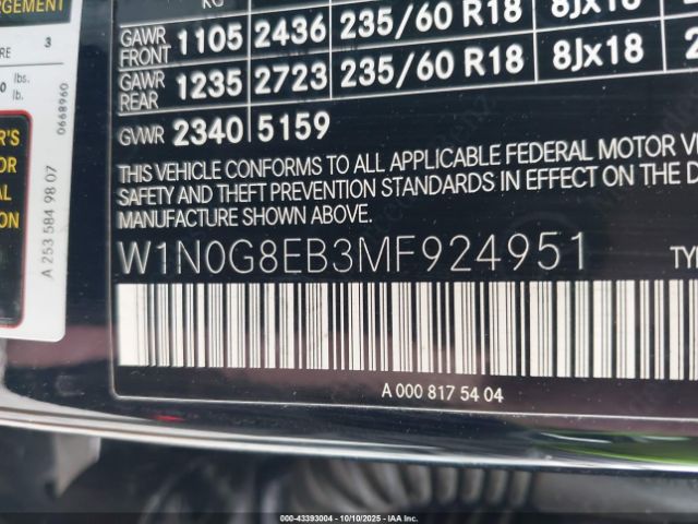 2021 MERCEDES-BENZ GLC 300 W1N0G8EB3MF924951 Photo 8