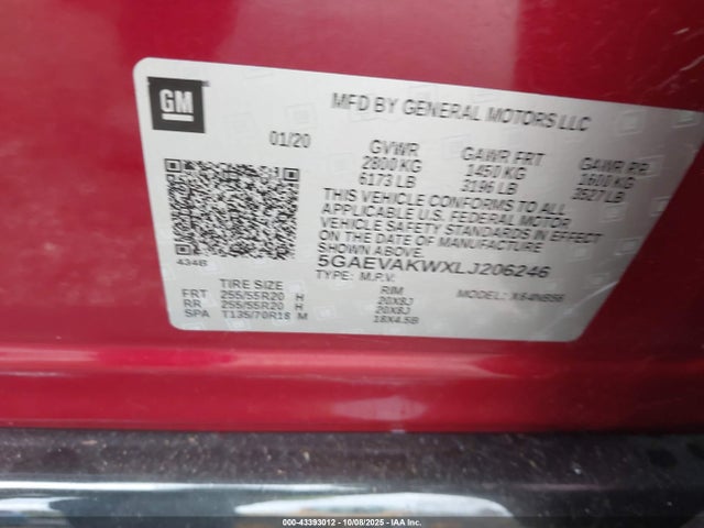 5GAEVAKWXLJ206246 Buick lfy - spark ignited direct injection, atss, gen1