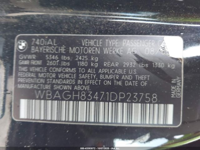 2001 BMW 740IL WBAGH83471DP23758 Photo 8