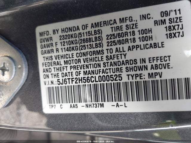 2012 HONDA CROSSTOUR 5J6TF2H56CL000525 Photo 8