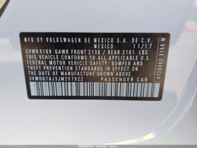 2018 VOLKSWAGEN JETTA 3VWDB7AJ3JM257922 Photo 8