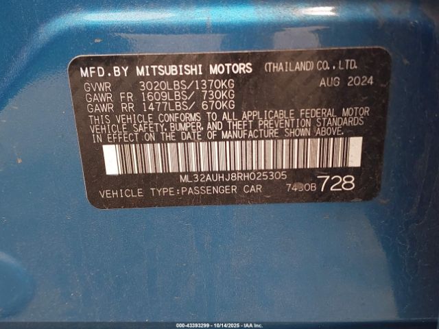 2024 MITSUBISHI MIRAGE ML32AUHJ8RH025305 Photo 8