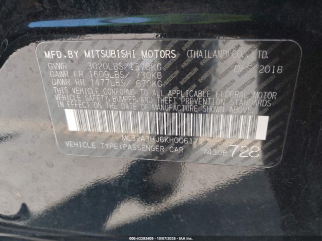 2019 MITSUBISHI MIRAGE ML32A3HJ6KH006171 Photo 8