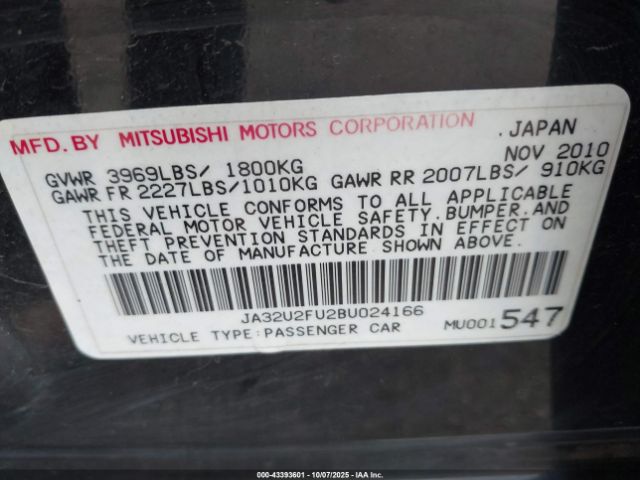 2011 MITSUBISHI LANCER JA32U2FU2BU024166 Photo 8