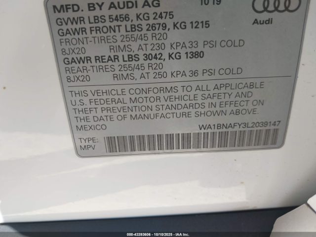 2020 AUDI Q5 WA1BNAFY3L2039147 Photo 8