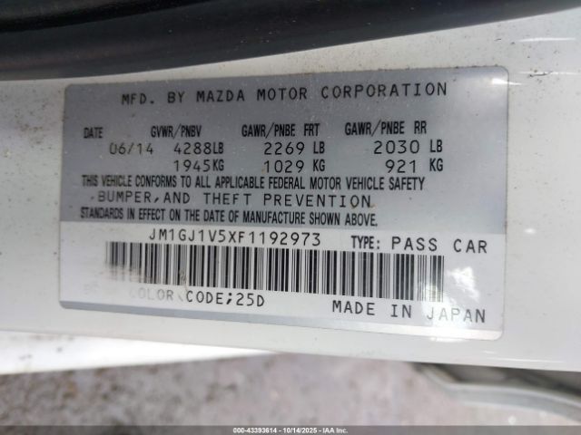 2015 MAZDA MAZDA6 JM1GJ1V5XF1192973 Photo 8