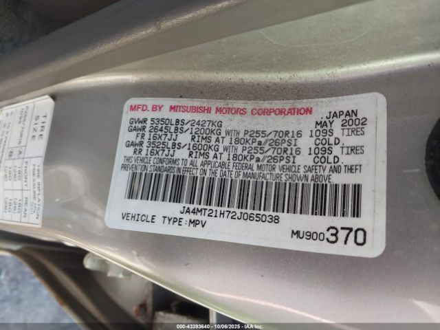 2002 MITSUBISHI MONTERO SPORT JA4MT21H72J065038 Photo 8