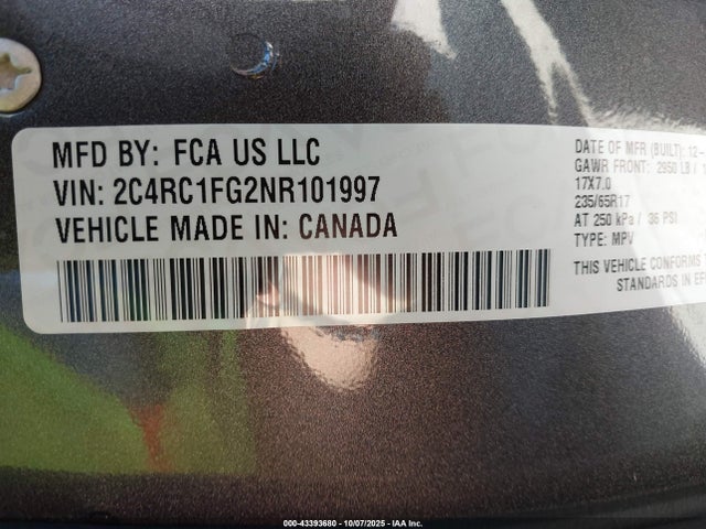Chrysler Pacifica 2022 2C4RC1FG2NR101997 Image 9