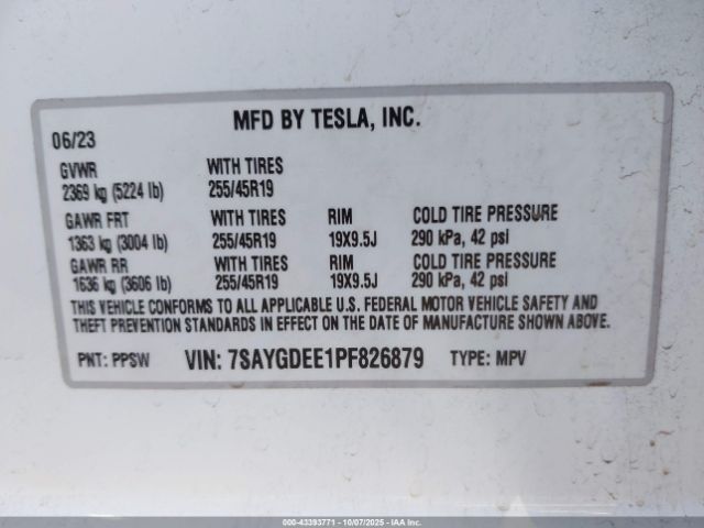 2023 TESLA MODEL Y 7SAYGDEE1PF826879 Photo 8