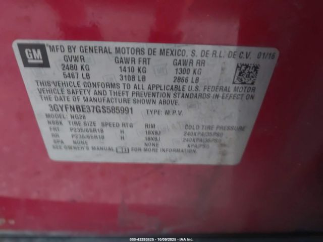 2016 CADILLAC SRX 3GYFNBE37GS585991 Photo 8