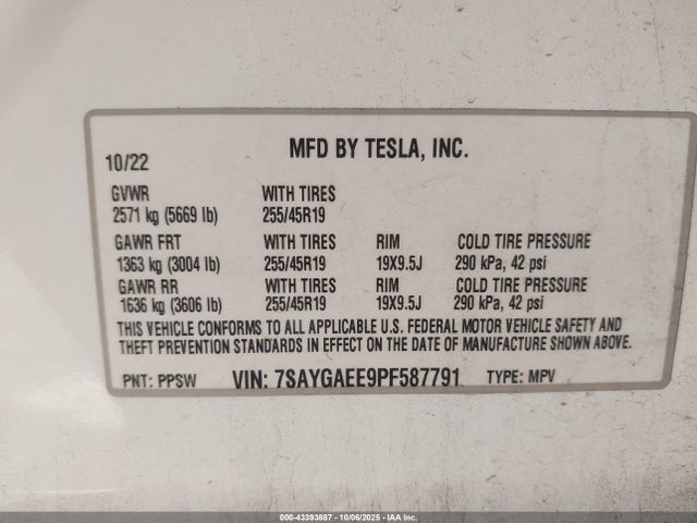 2023 TESLA MODEL Y 7SAYGAEE9PF587791 Photo 8