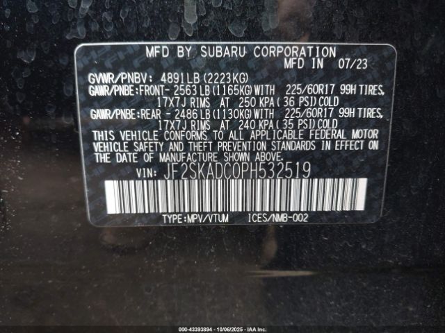 2023 SUBARU FORESTER JF2SKADC0PH532519 Photo 8