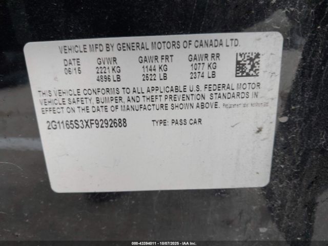 2015 CHEVROLET IMPALA 2G1165S3XF9292688 Photo 8